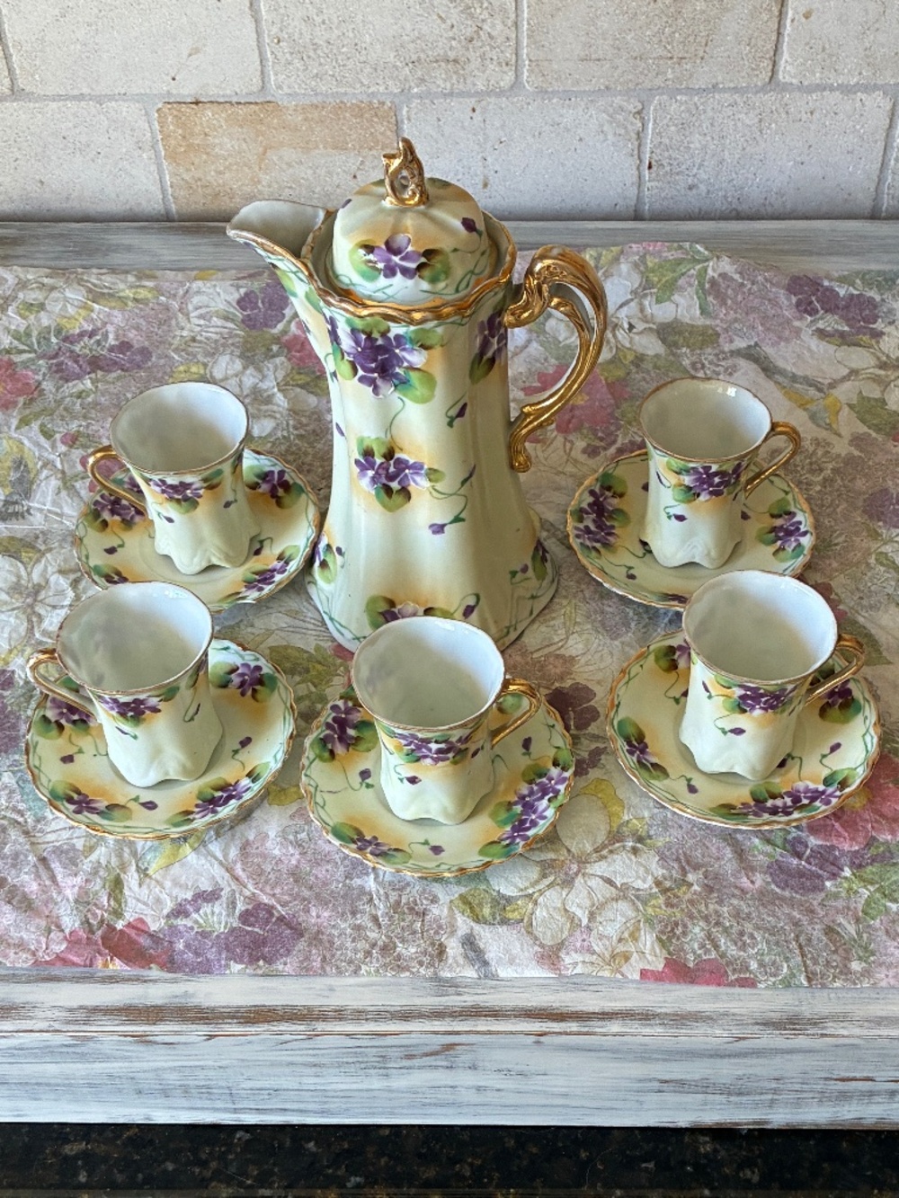 Vintage Porcelain Chocolate Pot Tea Set